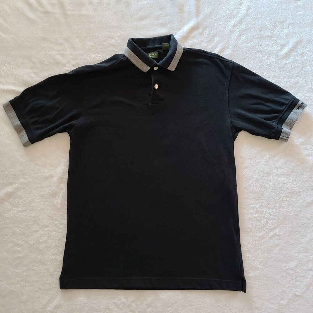 Vintage 1998 Medium Dockers Men's Golf Polo Navy Blue Short Sleeve Shirt
